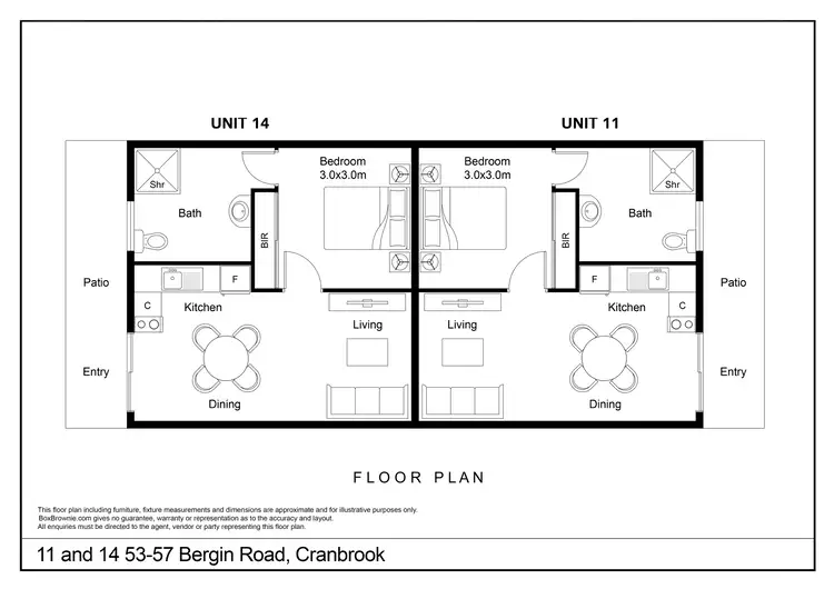 Floorplan of Homely unit listing, 11 & 14/53-57 Bergin Road, Cranbrook QLD 4814