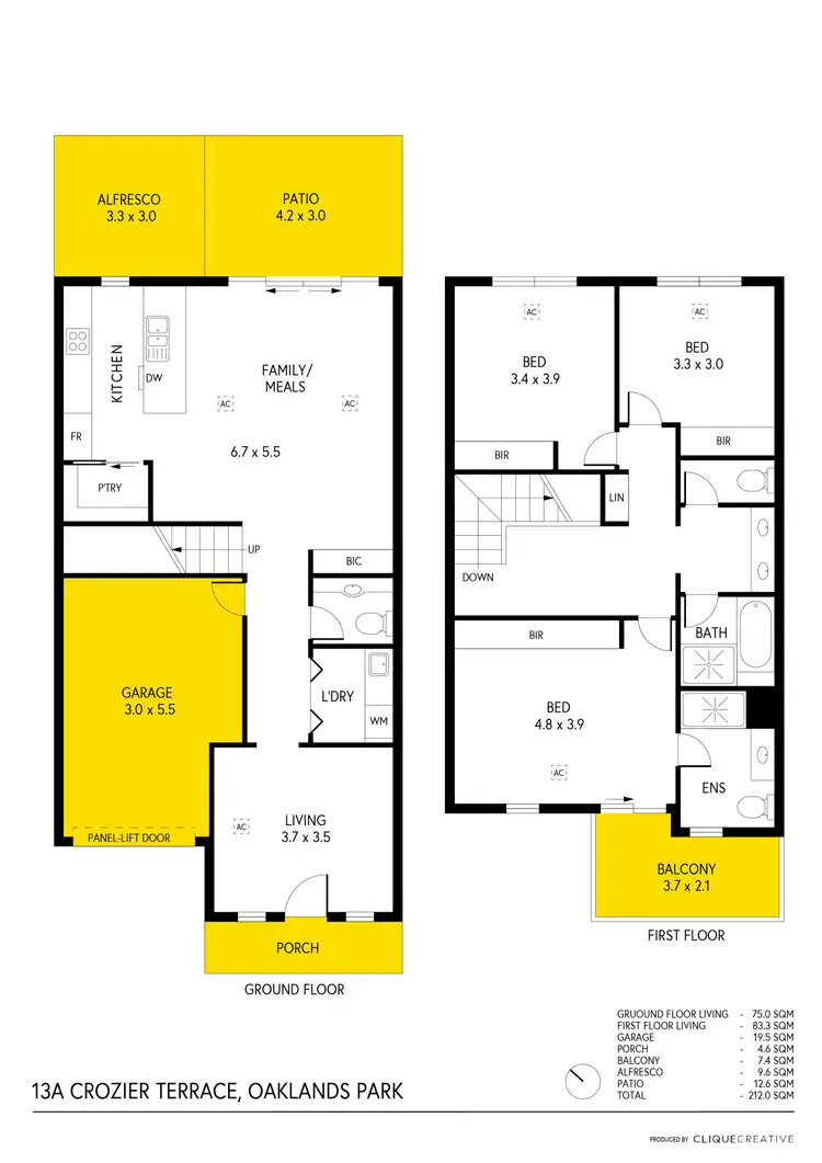 Floorplan of Homely townhouse listing, 13A Crozier Terrace, Oaklands Park SA 5046