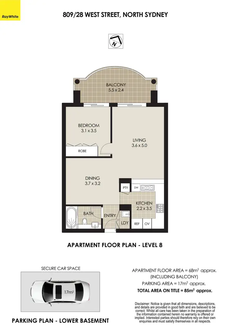 Floorplan of Homely apartment listing, 809/28 West Street, North Sydney NSW 2060
