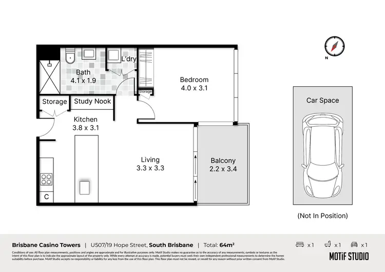 Floorplan of Homely apartment listing, 507/19 Hope Street, South Brisbane QLD 4101