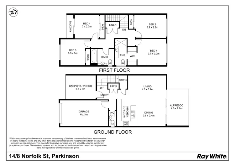 Floorplan of Homely townhouse listing, 14/8 Norfolk Street, Parkinson QLD 4115