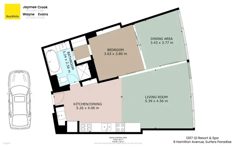 Floorplan of Homely apartment listing, 1207/9 Hamilton Avenue, Surfers Paradise QLD 4217