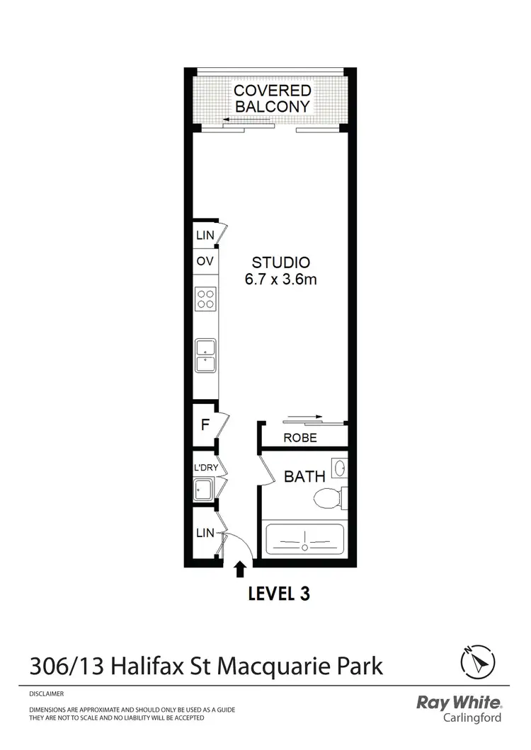 Floorplan of Homely studio listing, 306/13 Halifax Street, Macquarie Park NSW 2113
