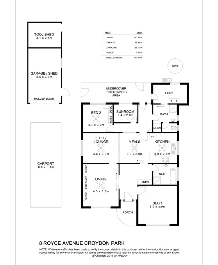 Floorplan of Homely house listing, 8 Royce Avenue, Croydon Park SA 5008