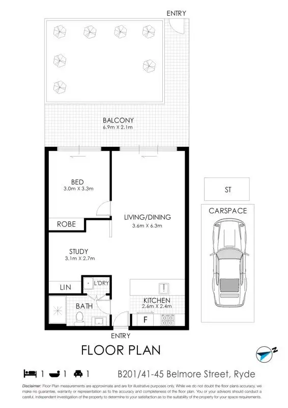 Floorplan of Homely apartment listing, 201B/41-45 Belmore Street, Ryde NSW 2112