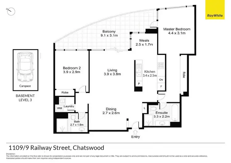 Floorplan of Homely unit listing, 1109/9 Railway Street, Chatswood NSW 2067