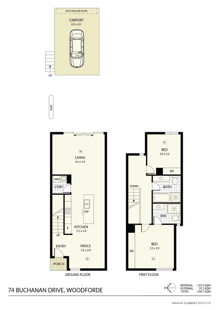 Floorplan of Homely townhouse listing, 74 Buchanan Drive, Woodforde SA 5072