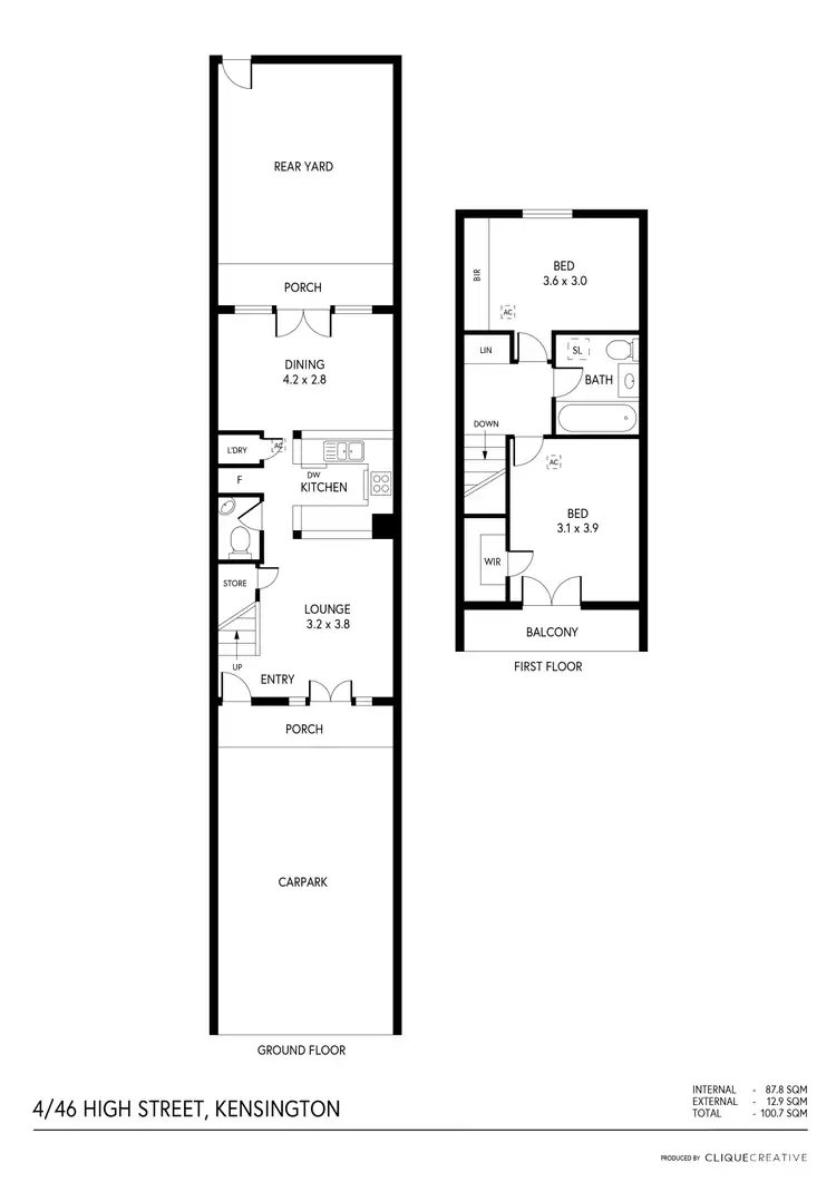 Floorplan of Homely townhouse listing, 4/46 High Street, Kensington SA 5068
