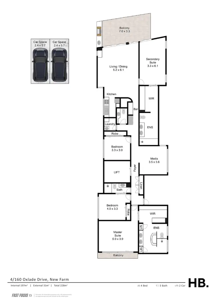 Floorplan of Homely apartment listing, 4/160 Oxlade Drive, New Farm QLD 4005