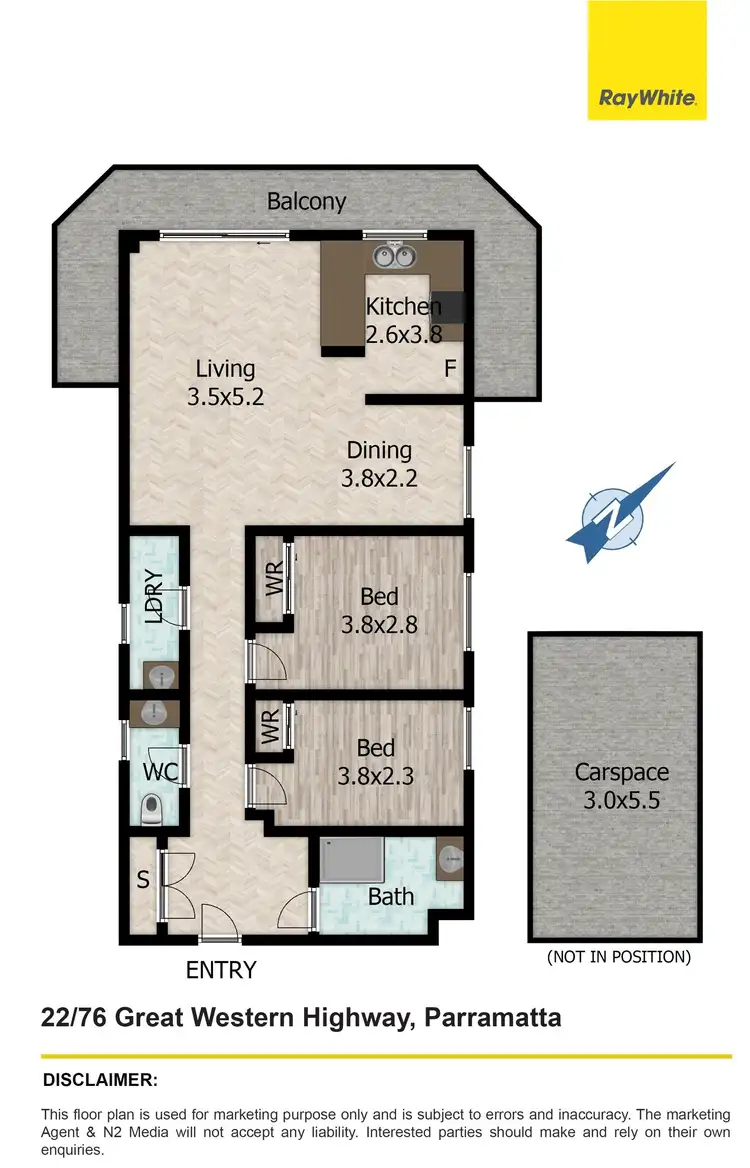 Floorplan of Homely apartment listing, 22/76 Great Western Highway, Parramatta NSW 2150