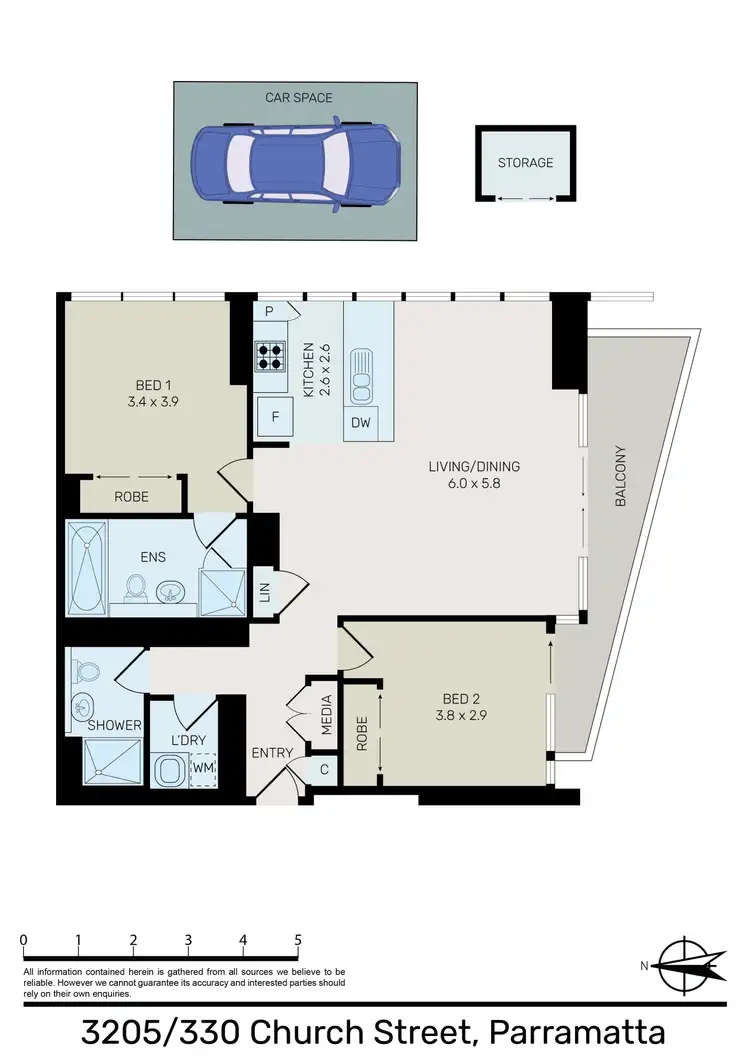 Floorplan of Homely unit listing, 3205/330 Church Street, Parramatta NSW 2150