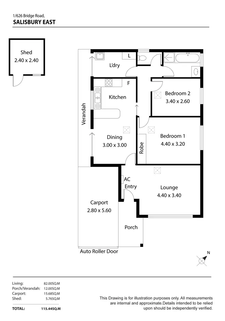 Floorplan of Homely unit listing, 1/626 Bridge Road, Salisbury East SA 5109