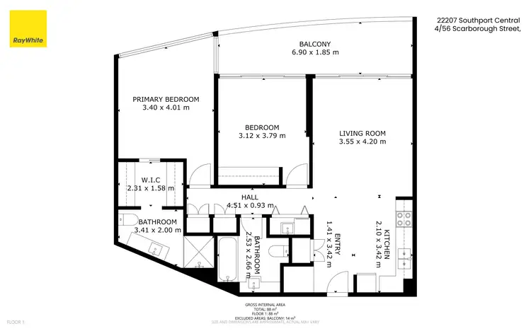 Floorplan of Homely apartment listing, 22207/5 Lawson Street, Southport QLD 4215