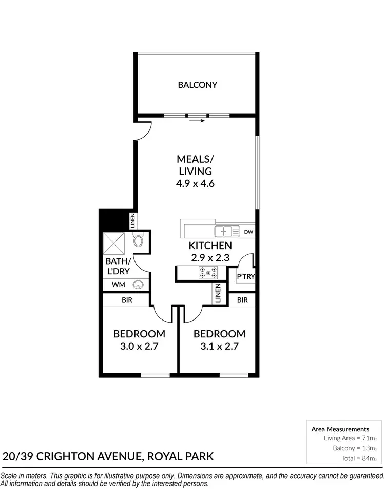 Floorplan of Homely apartment listing, 20/39 Crighton Avenue, Royal Park SA 5014
