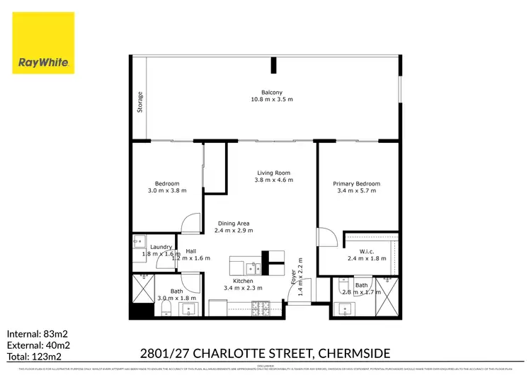 Floorplan of Homely apartment listing, 2801/27 Charlotte Street, Chermside QLD 4032
