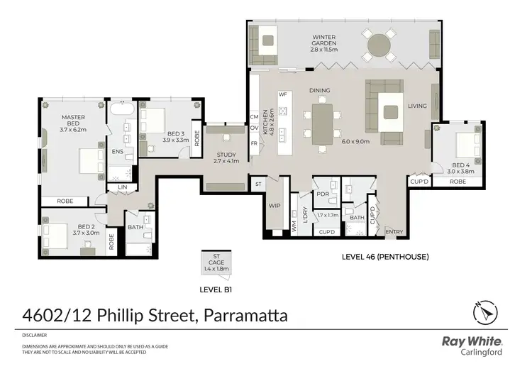 Floorplan of Homely apartment listing, 4602/12 Phillip Street, Parramatta NSW 2150