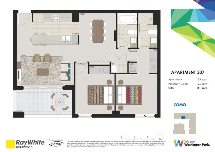 Floorplan of Homely apartment listing, 307/7 Washington Avenue, Riverwood NSW 2210