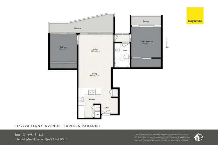Floorplan of Homely apartment listing, 3167/23 Ferny Avenue, Surfers Paradise QLD 4217
