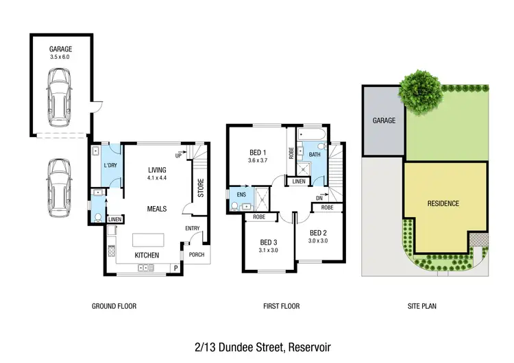 Floorplan of Homely townhouse listing, 2/13 Dundee Street, Reservoir VIC 3073