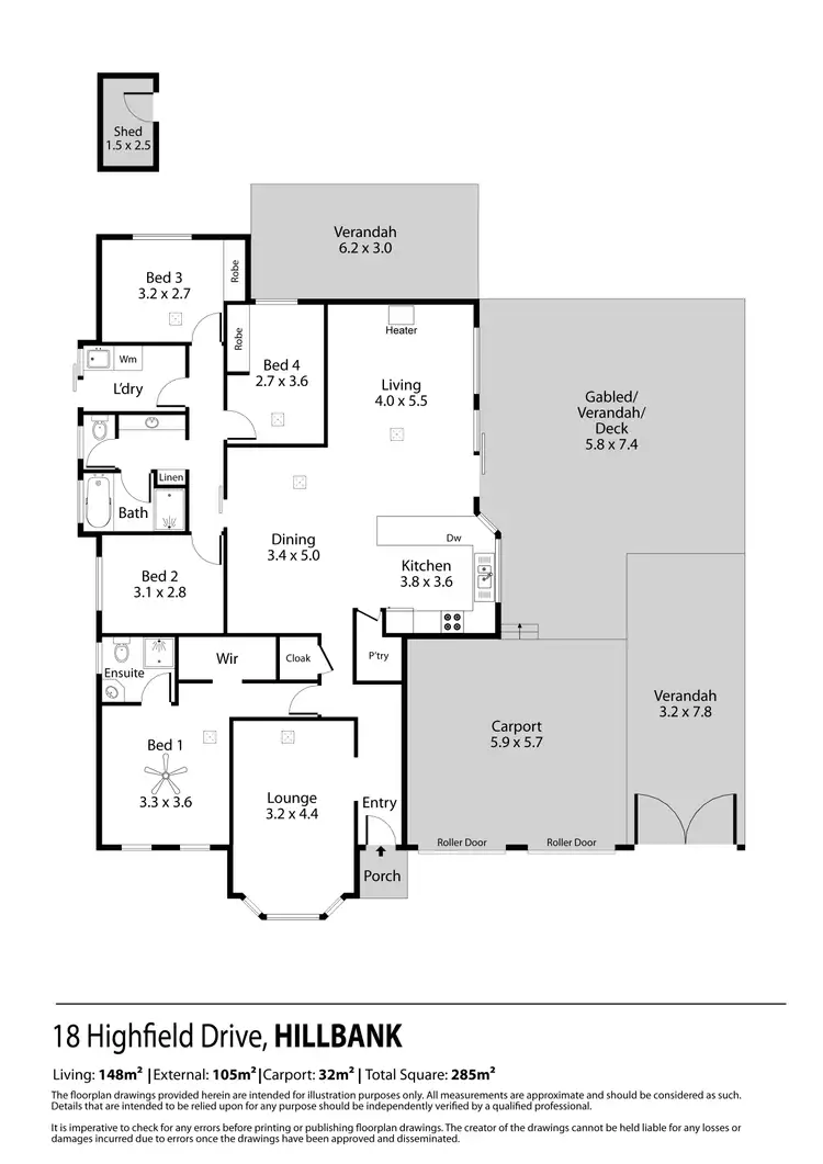 Floorplan of Homely house listing, 18 Highfield Drive, Hillbank SA 5112