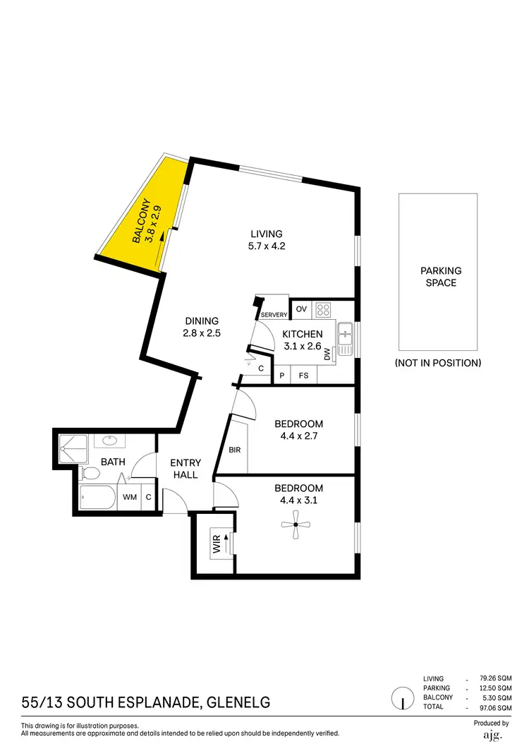 Floorplan of Homely apartment listing, 55 (34)/13 South Esplanade, Glenelg SA 5045