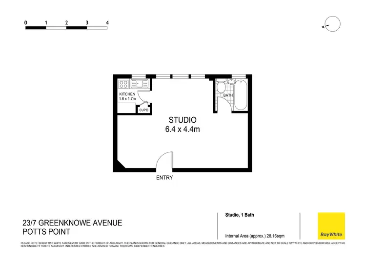 Floorplan of Homely studio listing, 23/7 Greenknowe Avenue, Elizabeth Bay NSW 2011