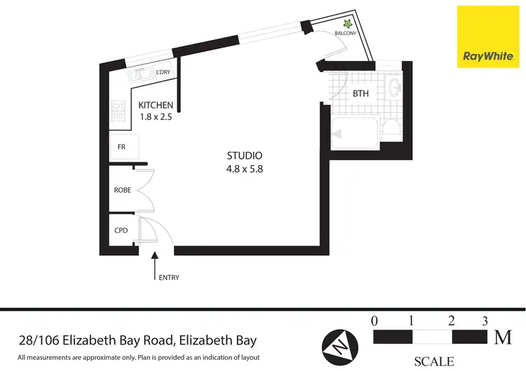 Floorplan of Homely studio listing, 28/106 Elizabeth Bay Road, Elizabeth Bay NSW 2011