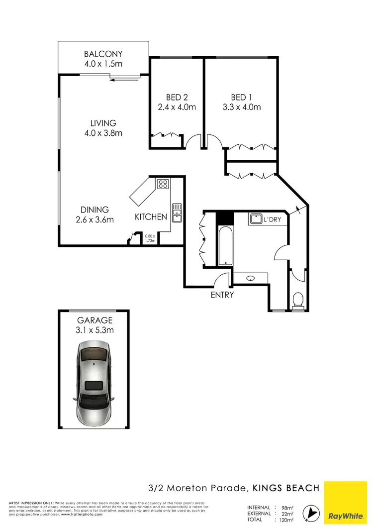 Floorplan of Homely unit listing, Unit 3/2 Moreton Parade, Kings Beach QLD 4551
