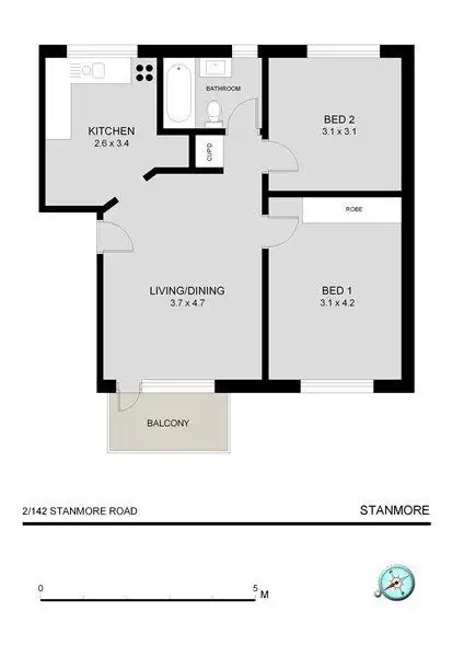 Floorplan of Homely apartment listing, 2/142 Stanmore Road, Stanmore NSW 2048