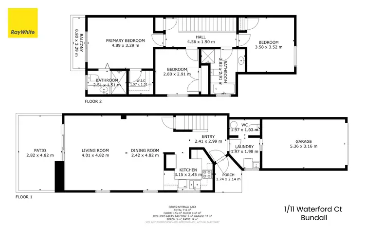 Floorplan of Homely townhouse listing, 1/11 Waterford Court, Bundall QLD 4217