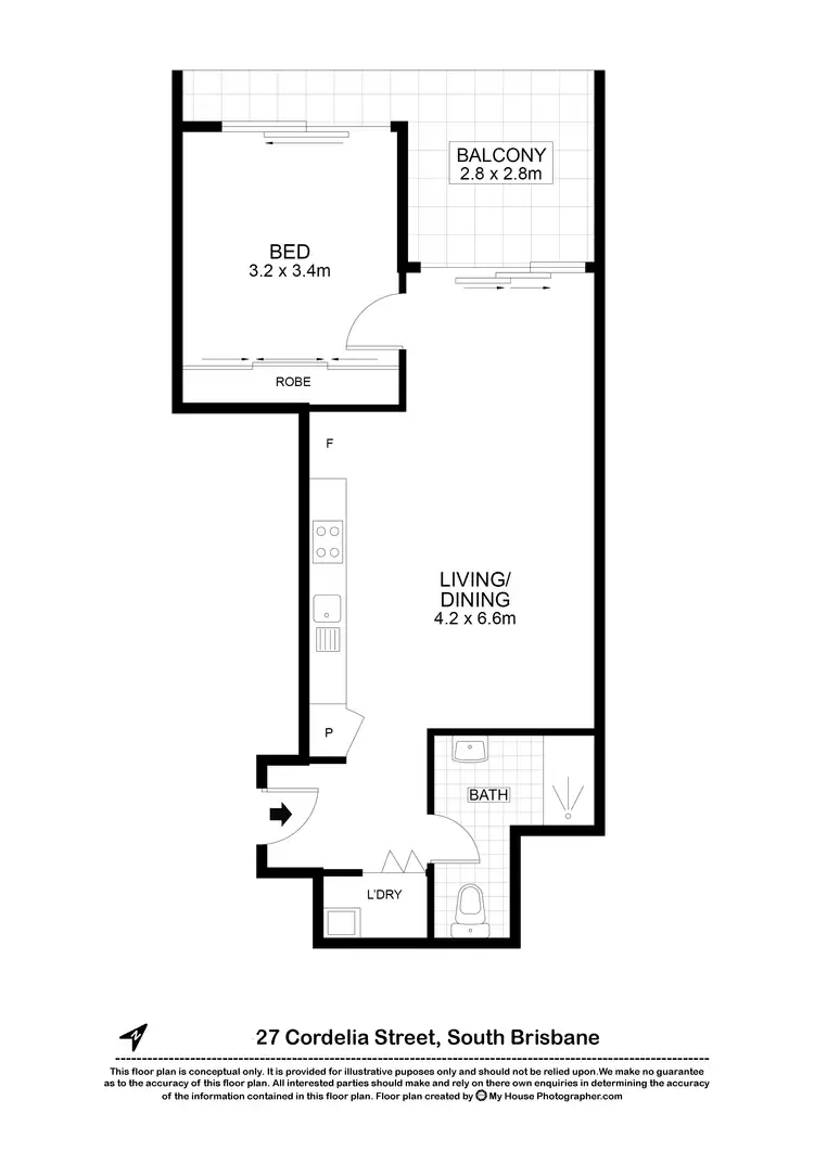 Floorplan of Homely apartment listing, 1104/27 Cordelia Street, South Brisbane QLD 4101