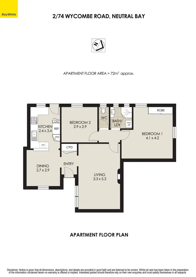 Floorplan of Homely apartment listing, 2/74 Wycombe Road, Neutral Bay NSW 2089