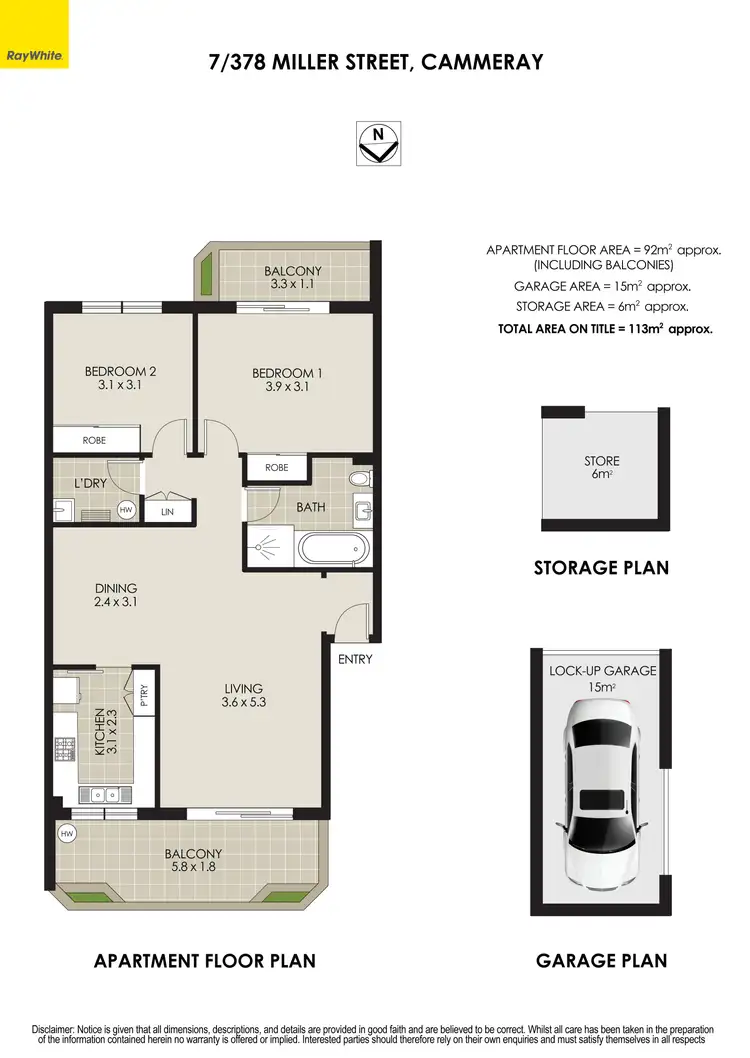 Floorplan of Homely apartment listing, 7/378 Miller Street, Cammeray NSW 2062