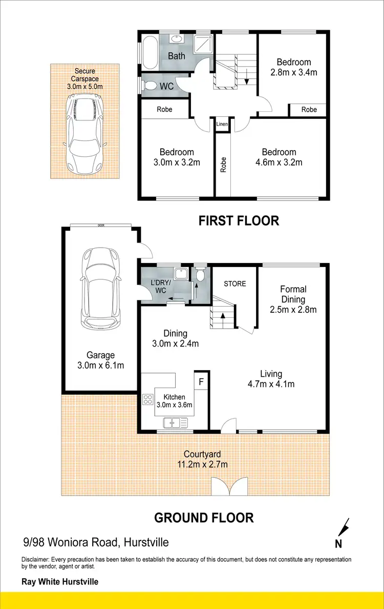 Floorplan of Homely townhouse listing, 9/98 Woniora Road, Hurstville NSW 2220