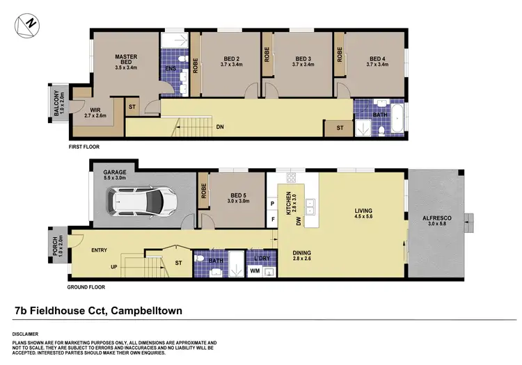 Floorplan of Homely semi-detached listing, 1/7B Fieldhouse Circuit, Campbelltown NSW 2560