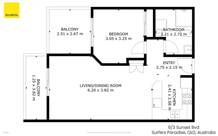 Floorplan of Homely apartment listing, 6/3 Sunset Boulevard, Surfers Paradise QLD 4217
