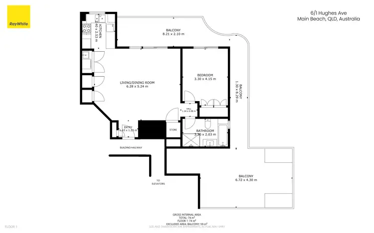 Floorplan of Homely apartment listing, 6/1 Hughes Avenue, Main Beach QLD 4217