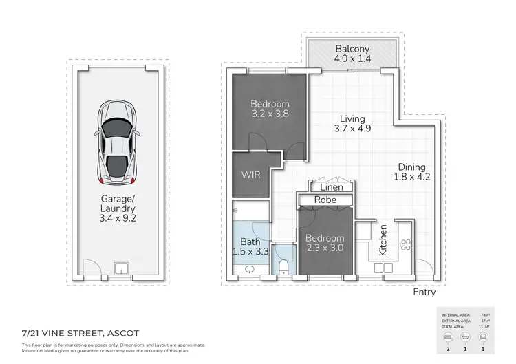 Floorplan of Homely apartment listing, 7/21 Vine Street, Ascot QLD 4007