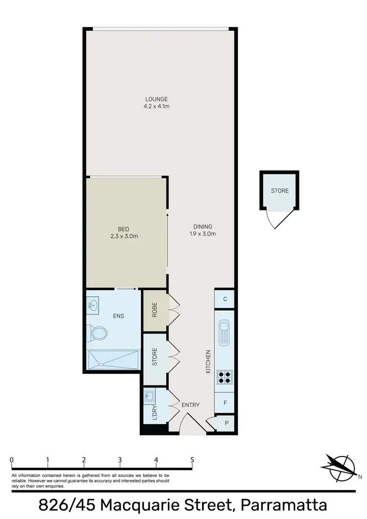 Floorplan of Homely studio listing, 826/45 Macquarie Street, Parramatta NSW 2150