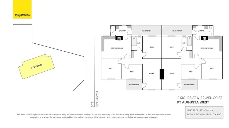 Floorplan of Homely semi-detached listing, 2 Riches Street & 22 Mellor Street, Port Augusta West SA 5700