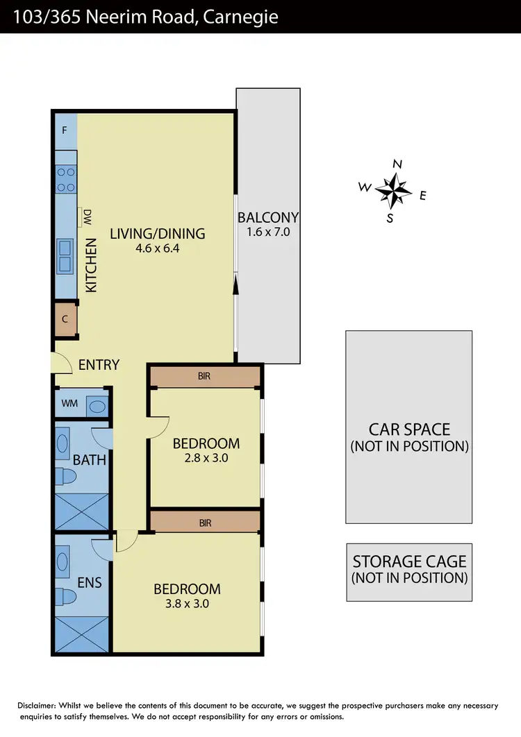 Floorplan of Homely apartment listing, 103/365 Neerim Road, Carnegie VIC 3163