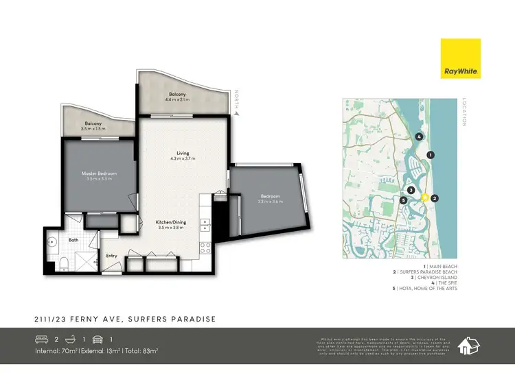 Floorplan of Homely apartment listing, 2111/23 Ferny Avenue, Surfers Paradise QLD 4217