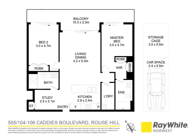 Floorplan of Homely apartment listing, 505/104-106 Caddies Boulevard, Rouse Hill NSW 2155