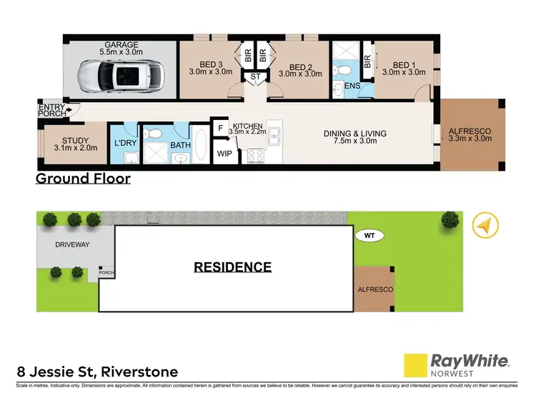 Floorplan of Homely semi-detached listing, 8 Jessie Street, Riverstone NSW 2765
