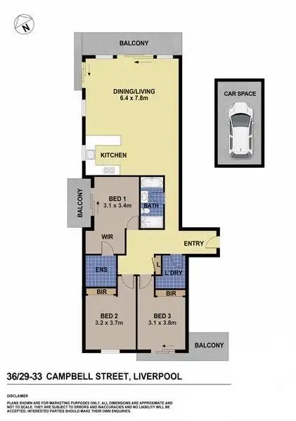 Floorplan of Homely apartment listing, 36/29-33 Campbell Street, Liverpool NSW 2170