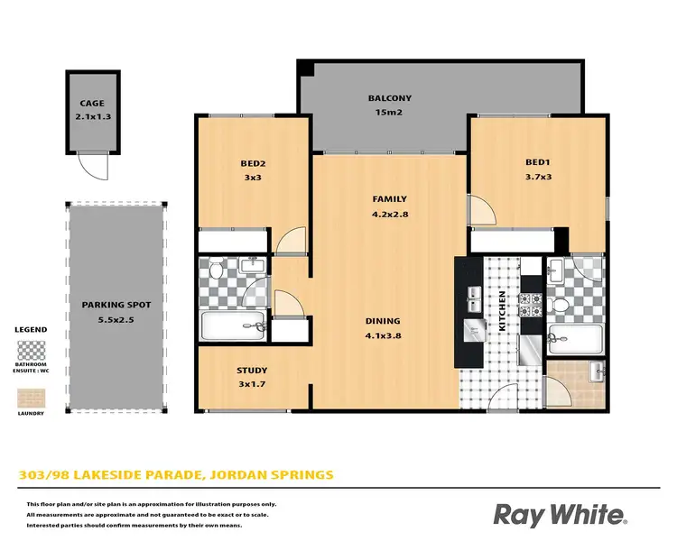 Floorplan of Homely apartment listing, 303/98 Lakeside Parade, Jordan Springs NSW 2747