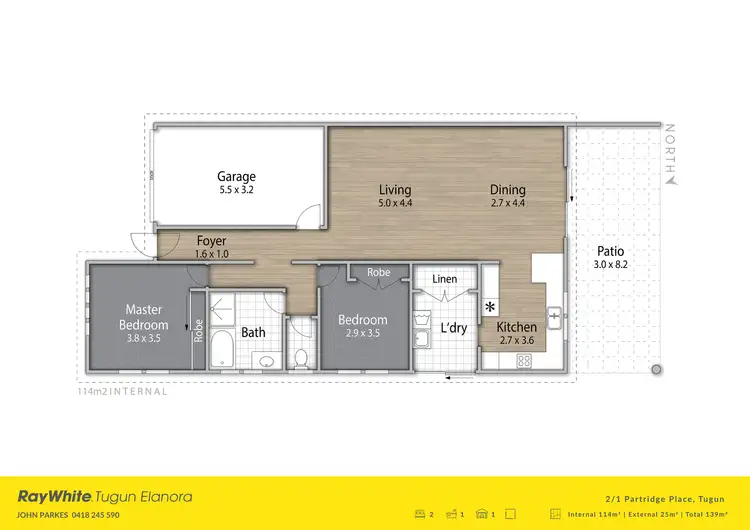 Floorplan of Homely semi-detached listing, 2/1 Partridge Place, Tugun QLD 4224