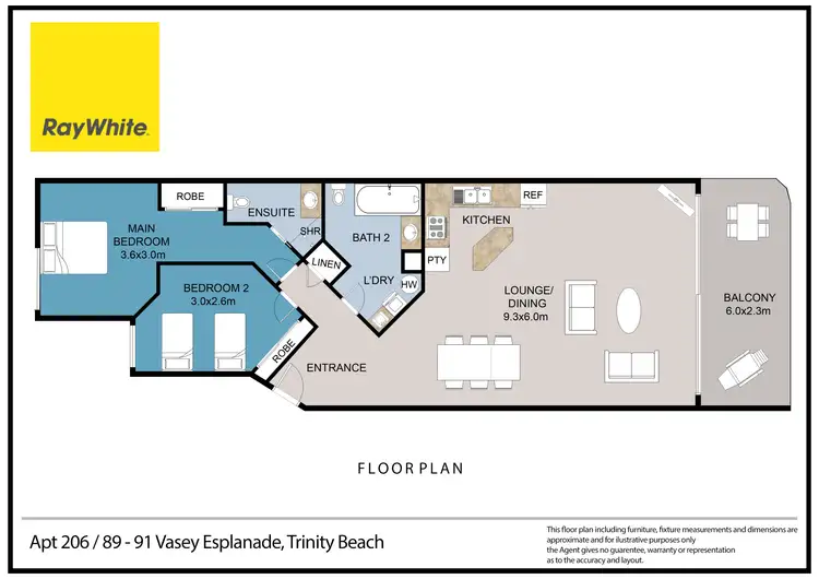 Floorplan of Homely unit listing, 206/89-91 Vasey Esplanade, Trinity Beach QLD 4879