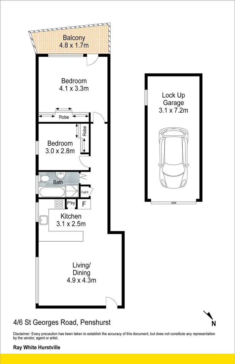 Floorplan of Homely unit listing, 4/6 St Georges Road, Penshurst NSW 2222
