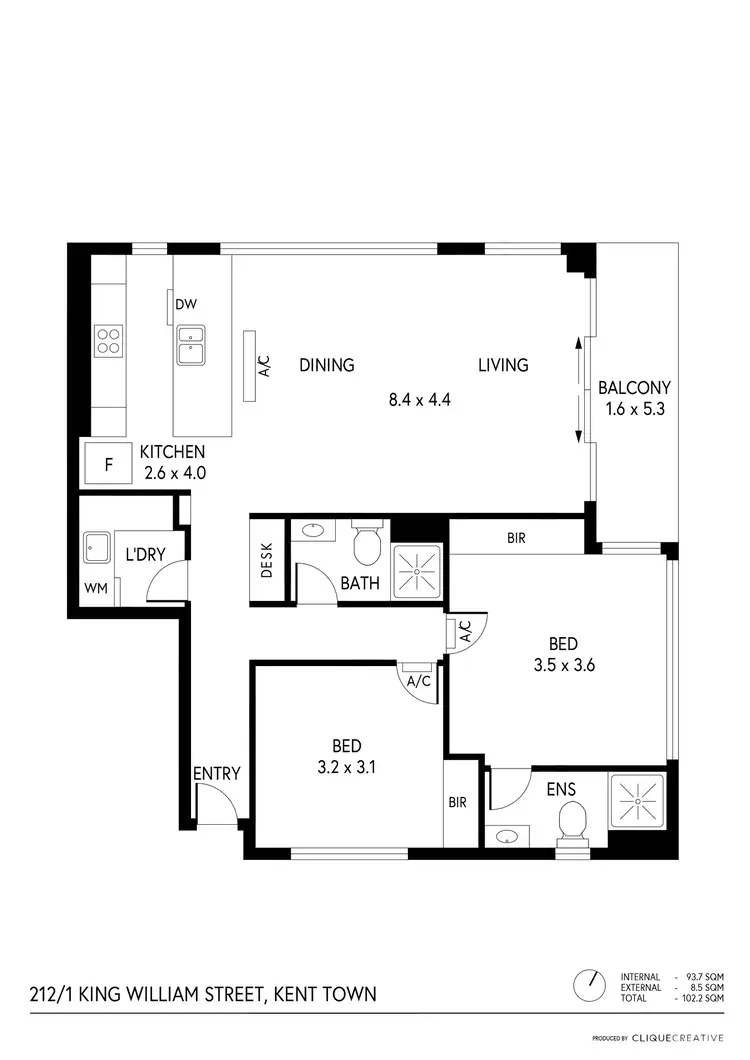 Floorplan of Homely apartment listing, 212/1 King William Street, Kent Town SA 5067